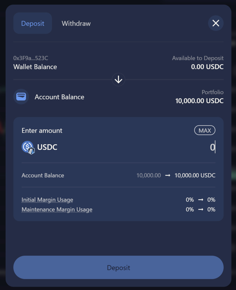 Deposit USDC to exchange